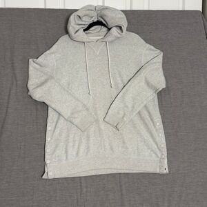 Abercrombie & Fitch Soft A&F Collection Gray Snap Side Hoodie Sweatshirt Medium